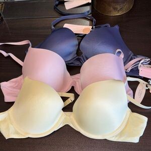 NWT VICTORIA’S SECRET DEMI-UPLIFT pastel yellow, pastel pink, and bluish purple